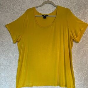 Ashley Stewart Bright Yellow Scoop Neck Short Sleeve Tee